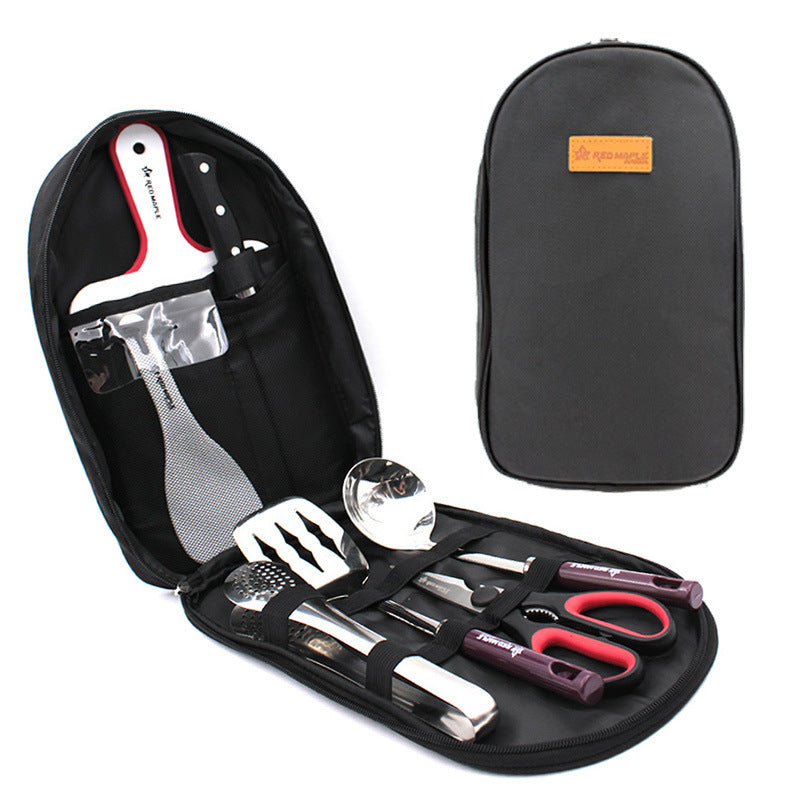 8-Pcs Camp Kitchen Utensil Set – Portable BBQ & Camping Gear
