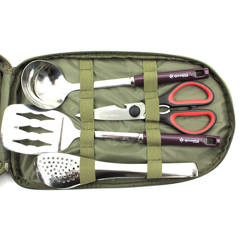 8-Pcs Camp Kitchen Utensil Set – Portable BBQ & Camping Gear