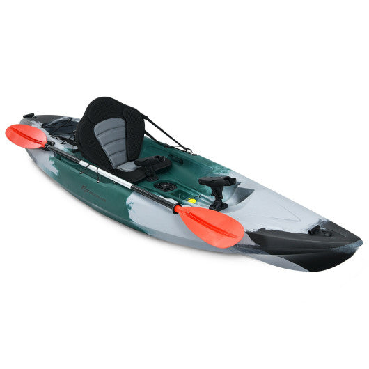Sit-On-Top Fishing Kayak with Rod Holders and Paddle Gray