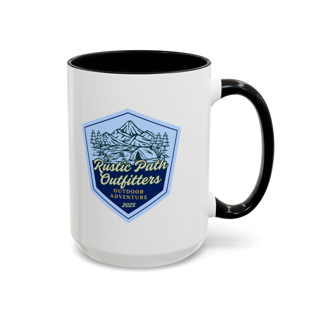 Rustic Path Outfitters Coffee Mug — Outdoor Adventure Camping Badge (11/15oz)
