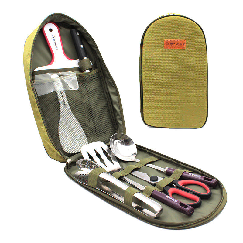 8-Pcs Camp Kitchen Utensil Set – Portable BBQ & Camping Gear