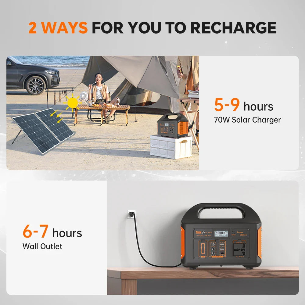 500W Portable Power Station Solar Generator LiFePO4 Battery UPS