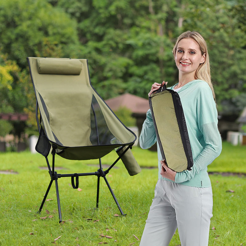 Folding Camping Chair with Headrest – Lightweight Aluminum