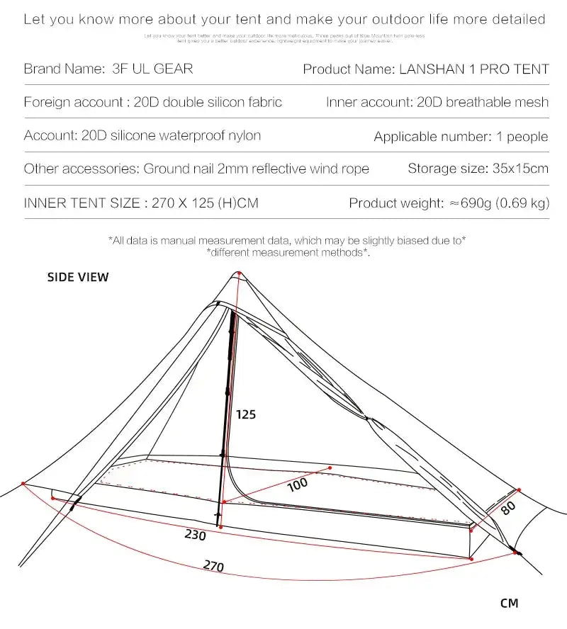 [HODR] 3F UL GEAR Lanshan 1 Pro – Ultralight Solo Tipi Tent
