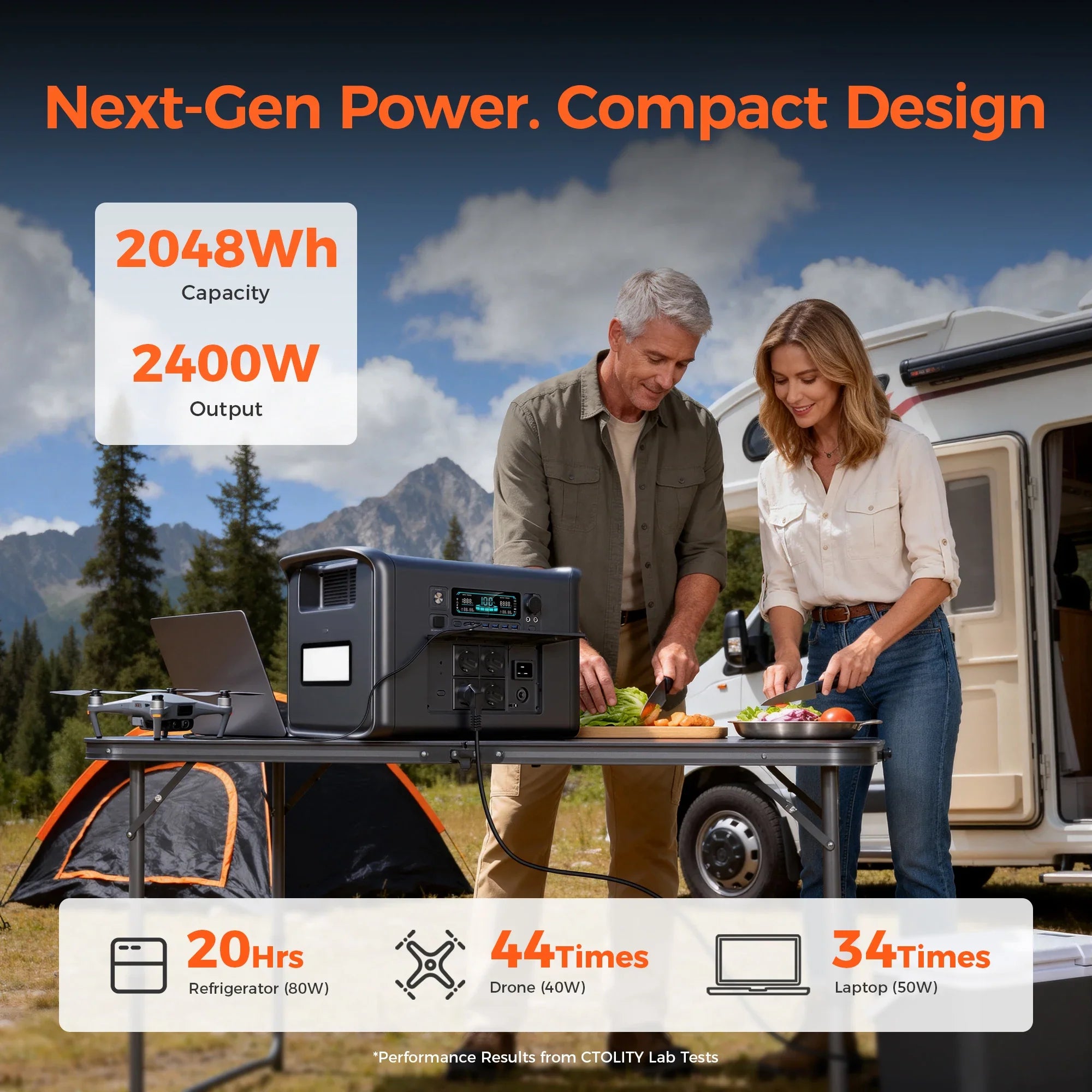 2400W Portable Power Station 1024Wh LiFePO4 Solar Generator