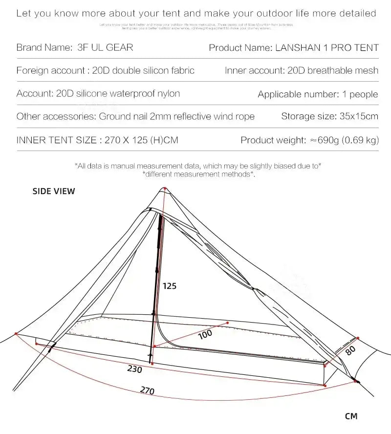 [HODR] 3F UL GEAR Lanshan 1 Pro – Ultralight Solo Tipi Tent