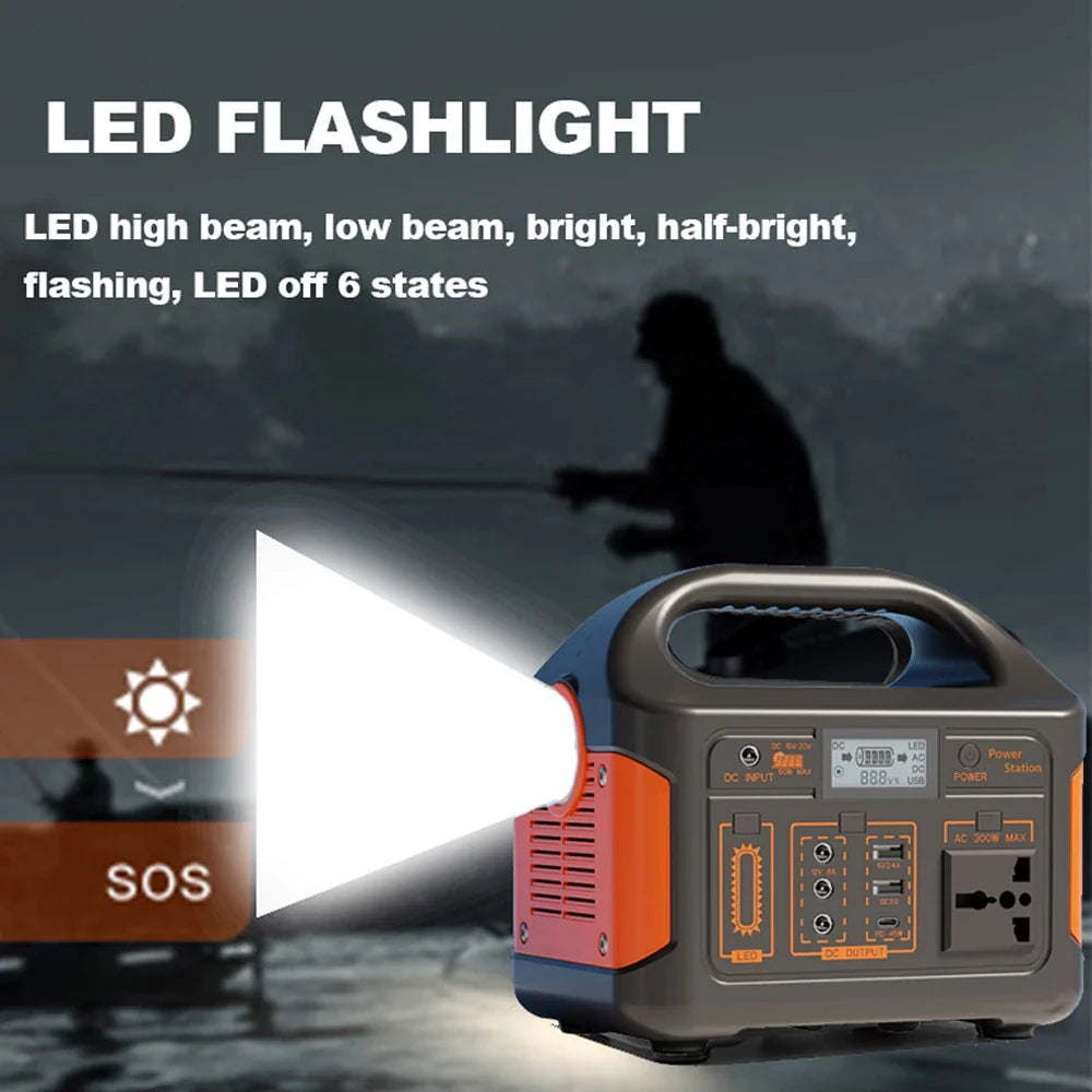 500W Portable Power Station Solar Generator LiFePO4 Battery UPS