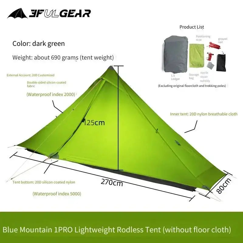 [HODR] 3F UL GEAR Lanshan 1 Pro – Ultralight Solo Tipi Tent