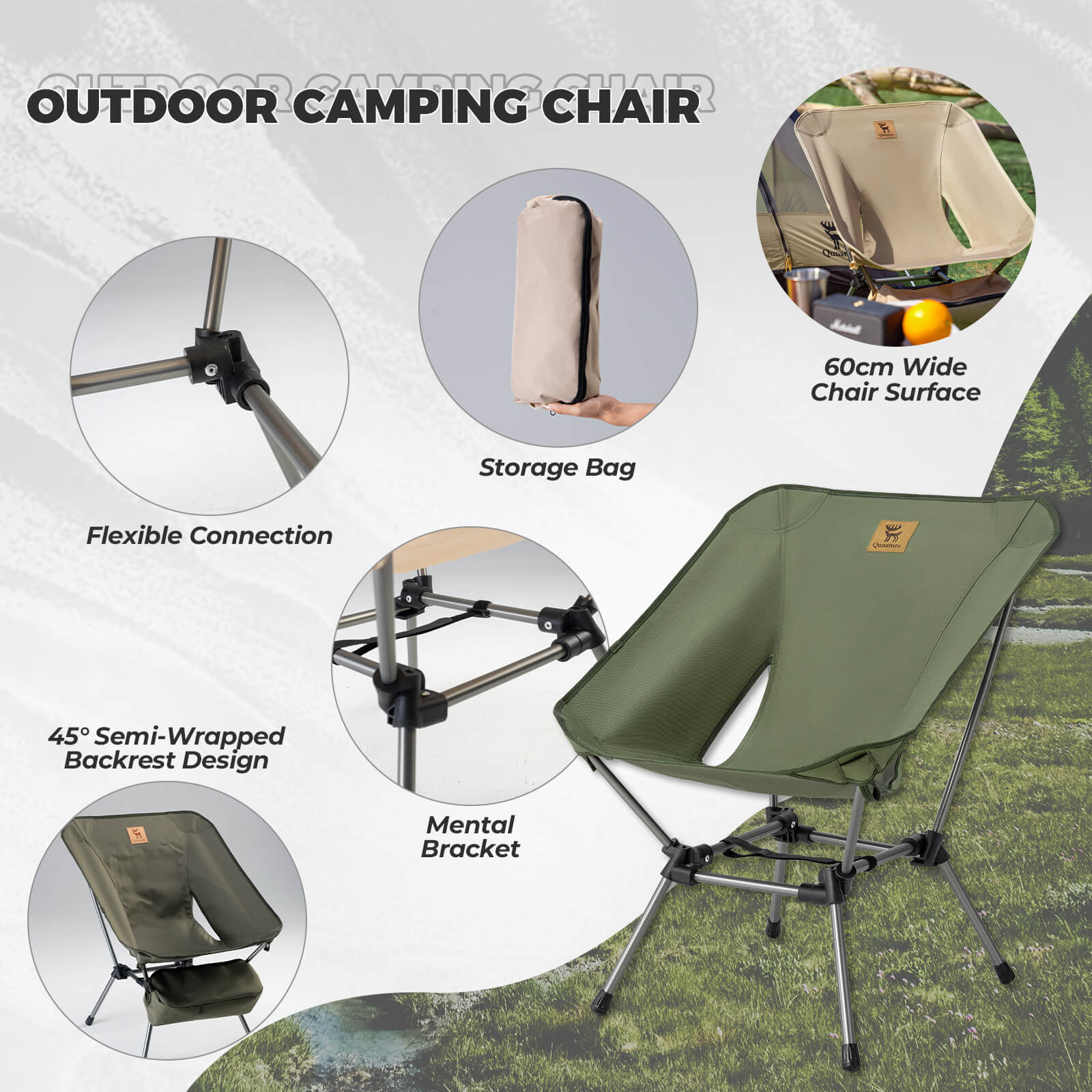 Lightweight Folding Camp Chair – Includes Storage Bag